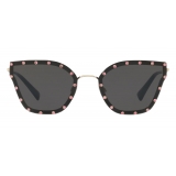 Valentino - Occhiale da Sole Pilot in Metallo con Cristalli - Nero Full - Valentino Eyewear