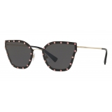 Valentino - Crystal Studded Cat-Eye Metal Sunglasses - Full Black - Valentino Eyewear
