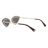 Valentino - Triangular Metal Glasses with Crystal Studs - Black - Valentino Eyewear