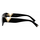 Valentino - Acetate Cat-Eye Sunglasses with VLOGO - Black - Valentino Eyewear