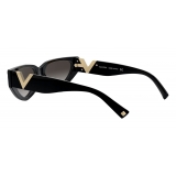 Valentino - Acetate Cat-Eye Sunglasses with VLOGO - Black - Valentino Eyewear
