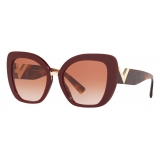 Valentino - Oversizwe Cat-Eye Acetate Sunglasses - Brown - Valentino Eyewear