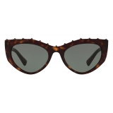 Valentino - Cat-Eye Acetate Sunglasses with Studs - Brown - Valentino Eyewear