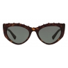 Valentino - Occhiale da Sole Cat-Eye in Acetato con Stud - Marrone - Valentino Eyewear