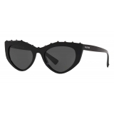 Valentino - Cat-Eye Acetate Sunglasses with Studs - Black - Valentino Eyewear