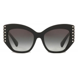Valentino - Occhiale da Sole in Acetato con Stud in Cristallo - Nero - Valentino Eyewear