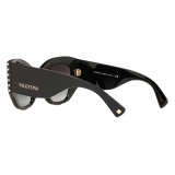 Valentino - Acetate Sunglasses with Crystal Studs - Black - Valentino Eyewear