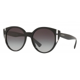 Valentino - Occhiale da Sole Ovale in Acetato - Nero - Valentino Eyewear