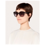 Valentino - Color-Block Oval Frame Acetate Sunglasses - Black - Valentino Eyewear