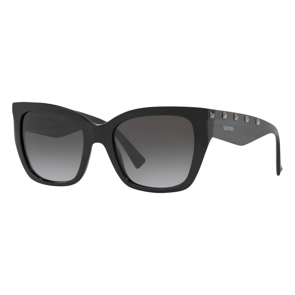 Valentino - Square Acetate Sunglasses with Studs - Black - Valentino ...