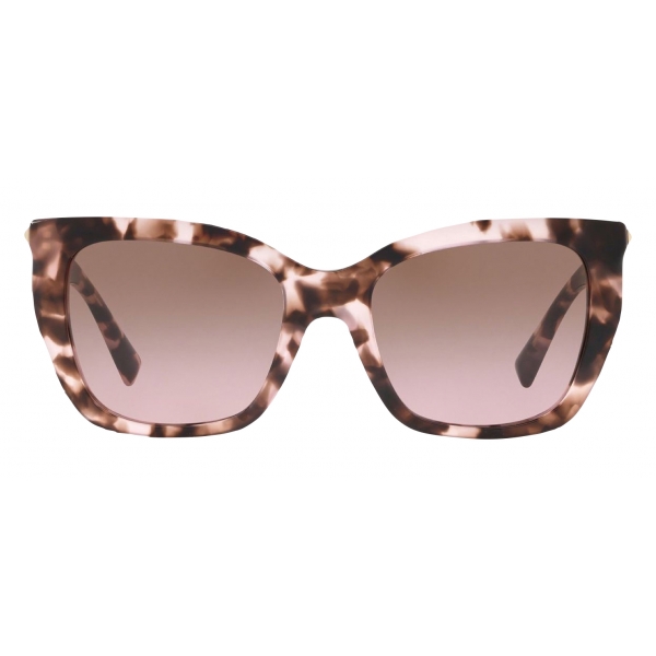 Valentino - Square Acetate Sunglasses with Studs - Light Rose - Valentino Eyewear