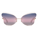 Valentino - Occhiale da Sole Butterfly Rimless in Metallo - Rosa - Valentino Eyewear