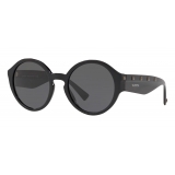 Valentino - Occhiale da Sole Tondo in Acetato con Stud - Nero - Valentino Eyewear