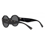 Valentino - Round Acetate Sunglasses with Studs - Black - Valentino Eyewear