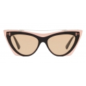 Valentino - Two-Tone Cat-Eye Frame Acetate Sunglasses - Light Rose - Valentino Eyewear