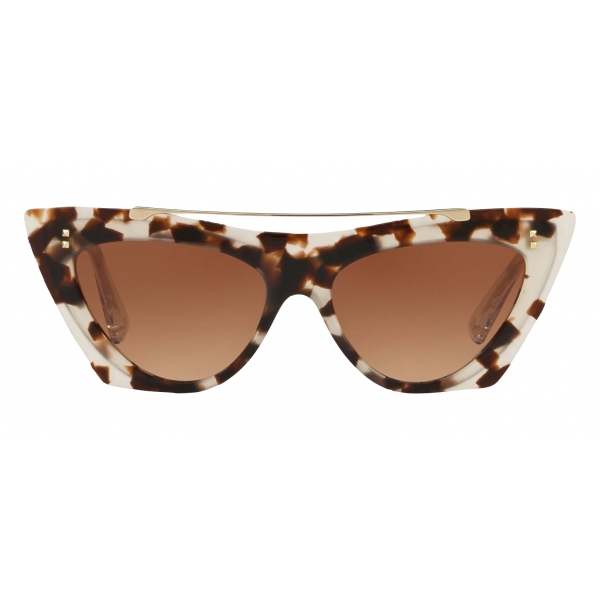 Valentino - Two-Tone Cat-Eye Frame Acetate Sunglasses - Brown - Valentino Eyewear