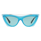 Valentino - Occhiale da Sole Cat-Eye in Acetato - Blu China - Valentino Eyewear