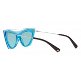 Valentino - Two-Tone Cat-Eye Frame Acetate Sunglasses - China Blue - Valentino Eyewear