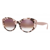 Valentino - Color-Block Oval Frame Acetate Sunglasses - Light Gold - Valentino Eyewear