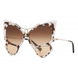 Valentino - Occhiale da Sole Oversize Farfalla in Acetato - Marrone - Valentino Eyewear