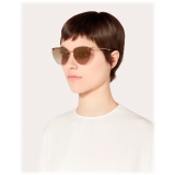 Valentino - Cat-Eye Frameless Metal Sunglasses - Platinum - Valentino Eyewear