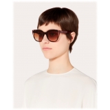 Valentino - Color-Block Square Frame Acetate Sunglasses - Brown - Valentino Eyewear