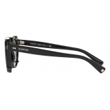 Valentino - Occhiale da Sole Tondo in Acetato con Clip con Cristalli - Nero - Valentino Eyewear