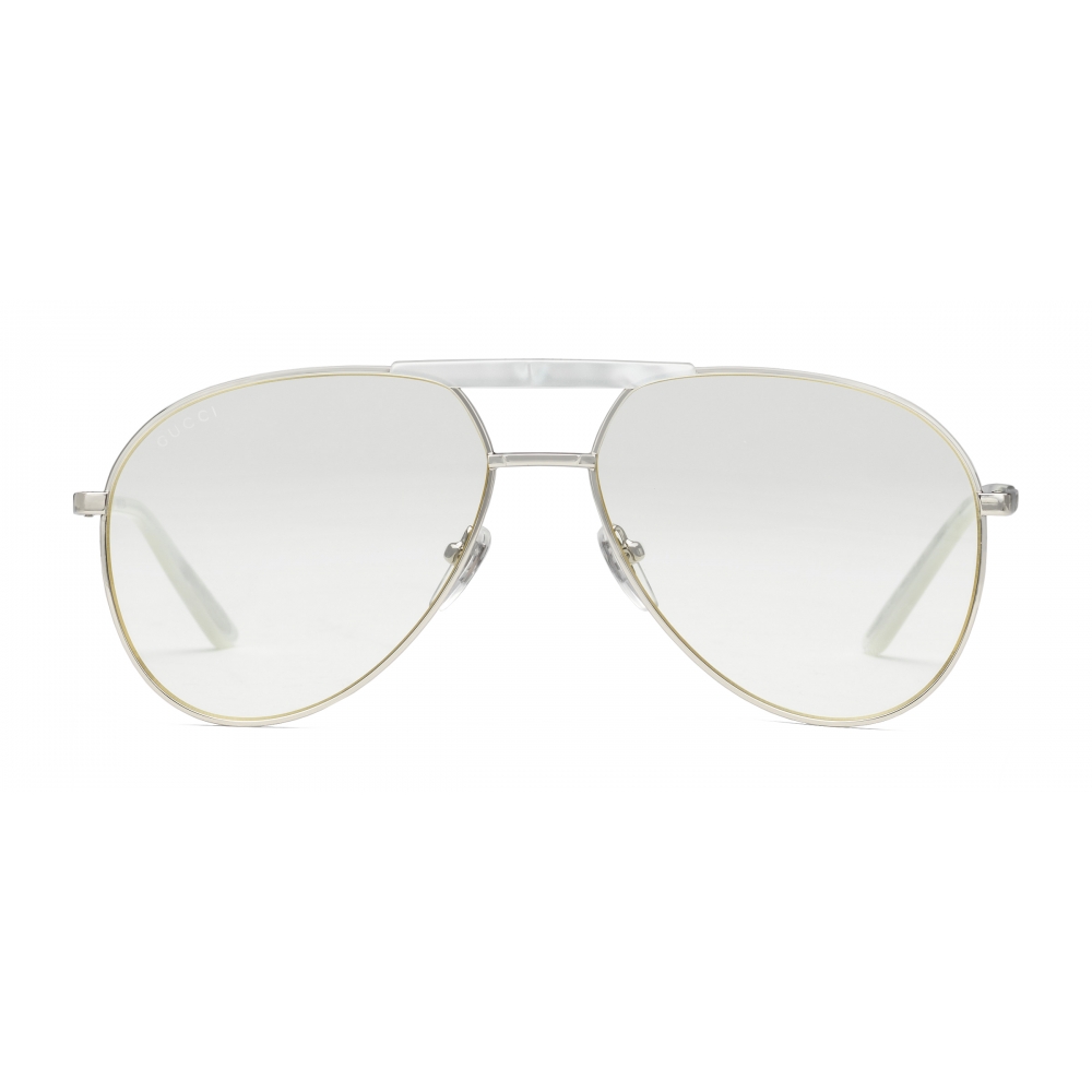Gucci - Aviator Metal Glasses - Silver - Gucci Eyewear - Avvenice