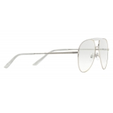 Gucci - Aviator Metal Glasses - Silver - Gucci Eyewear