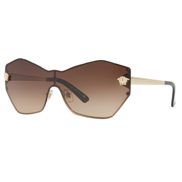 Versace - Versace Glam Medusa Shield Sunglasses - Brown - Sunglasses - Versace Eyewear
