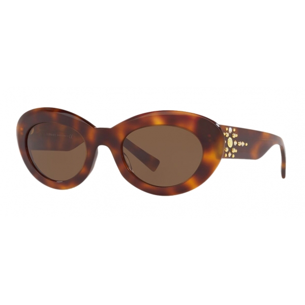 Versace - Versace Medusa Stud Oval Sunglasses - Havana - Sunglasses ...