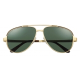 Cartier - Aviator - Brushed Golden Metal Polarised Green Lenses - Santos de Cartier - Sunglasses - Cartier Eyewear