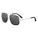 Cartier - Rectangular - Brushed Platinum Metal Gray Lenses - Santos de Cartier - Sunglasses - Cartier Eyewear