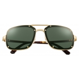 Cartier - Rectangular - Brushed Golden Metal Gray Lenses - Santos de Cartier - Sunglasses - Cartier Eyewear