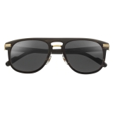 Cartier - Classic - Black Horn Golden Metal Gray Lenses - Santos de Cartier - Sunglasses - Cartier Eyewear