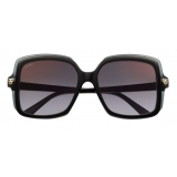 Cartier - Rectangular - Acetate Black Gray Lenses Gold Flash - Panthère de Cartier - Sunglasses - Cartier Eyewear