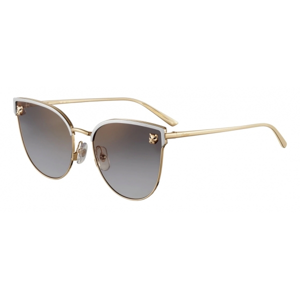 Cartier - Cat Eye - Golden Brushed Platinum Finish Metal - Panthère de Cartier - Sunglasses - Cartier Eyewear