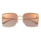 Cartier - Rectangular - Smooth Golden Metal Burgundy Lenses - Panthère de Cartier - Sunglasses - Cartier Eyewear