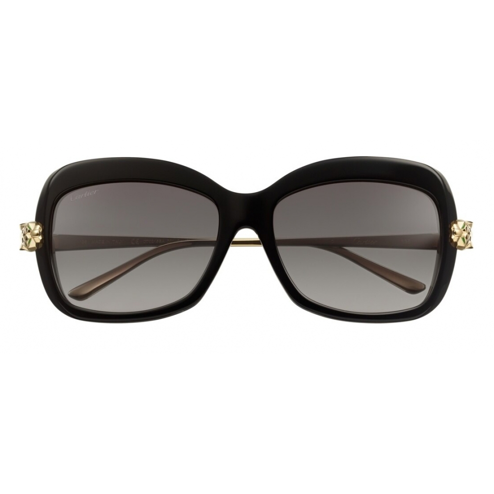 Cartier Rectangular Black Composite Graduated Gray Lenses