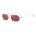 Cartier - Oval - Smooth Platinum Metal Burgundy Lenses - Première de Cartier - Sunglasses - Cartier Eyewear