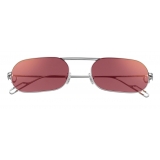 Cartier - Oval - Smooth Platinum Metal Burgundy Lenses - Première de Cartier - Sunglasses - Cartier Eyewear