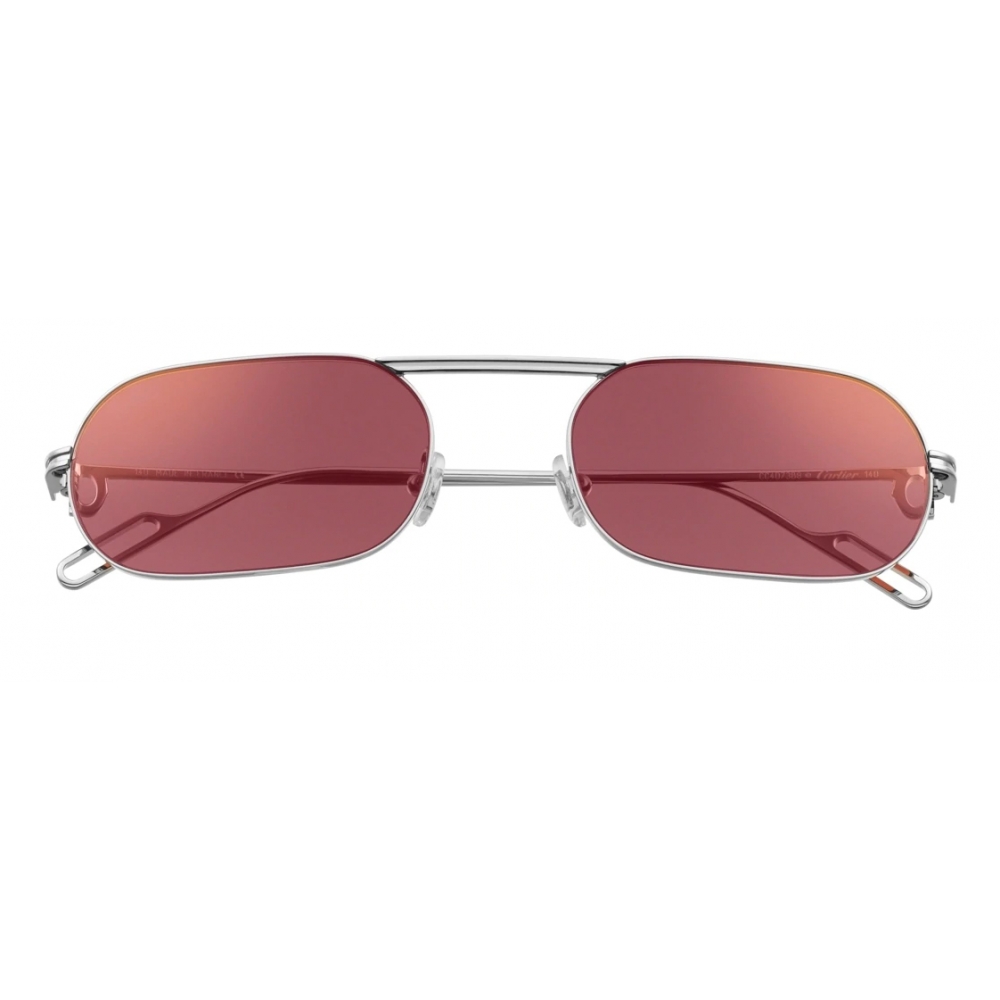 Cartier Oval Smooth Platinum Metal Burgundy Lenses Premi re