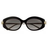 Cartier - Cat Eye - Acetato Nero Lenti Grigie Sfumate - Panthère de Cartier - Occhiali da Sole - Cartier Eyewear