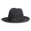 Doria 1905 - Wolf - Fedora Hat Large Brim Black - Accessories - Handmade Artisan Italian Cap