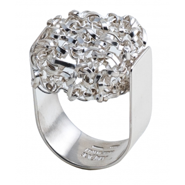 Ab Ove - Twine Square Ring in Silver - Twine Collection - Handcrafted Ring - High Quality Luxury