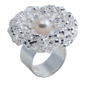 Ab Ove - Twine Round Ring in Silver with White River Pearl - Twine Collection - Handcrafted Ring - High Quality Luxury