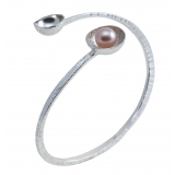 Ab Ove - Bracelet Contrariè in Silver with Pearl - Venus Collection - Handcrafted Bracelet - High Quality Luxury
