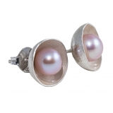 Ab Ove - Round Earrings in Silver with River Pearls - Venus Collection - Handcrafted Earrings - High Quality Luxury