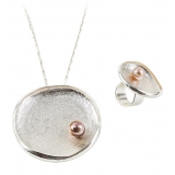 Ab Ove - Round Flat Little Pendant in Silver with River Pearl - Venus Collection - Handcrafted Earrings - High Quality Luxury