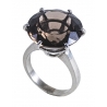 Ab Ove - Anello in Argento con Quarzo Fumè ct 20 - Collezione Iris - Anello Artigianale - Alta Qualità Luxury